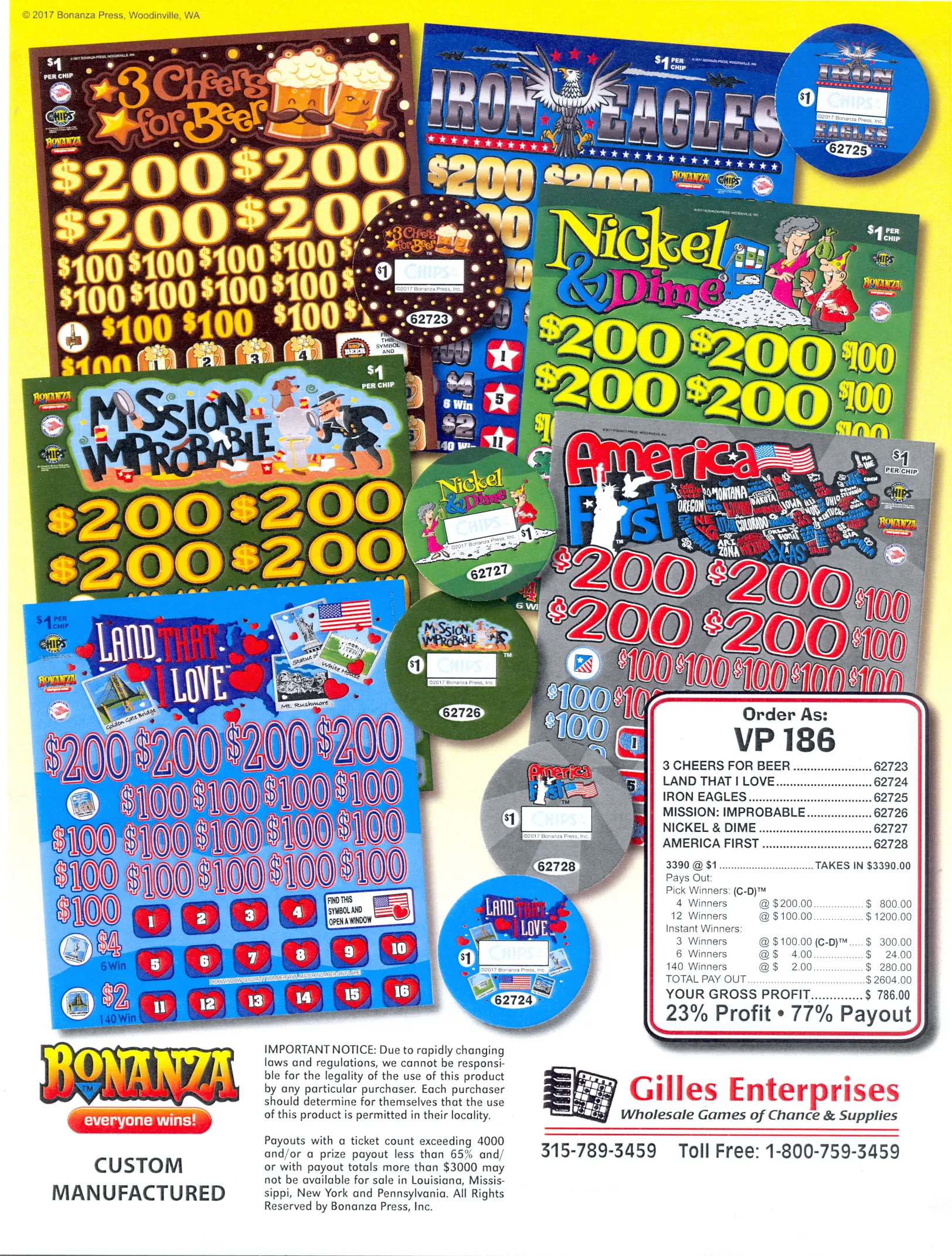 A bunch of different kinds of lottery tickets