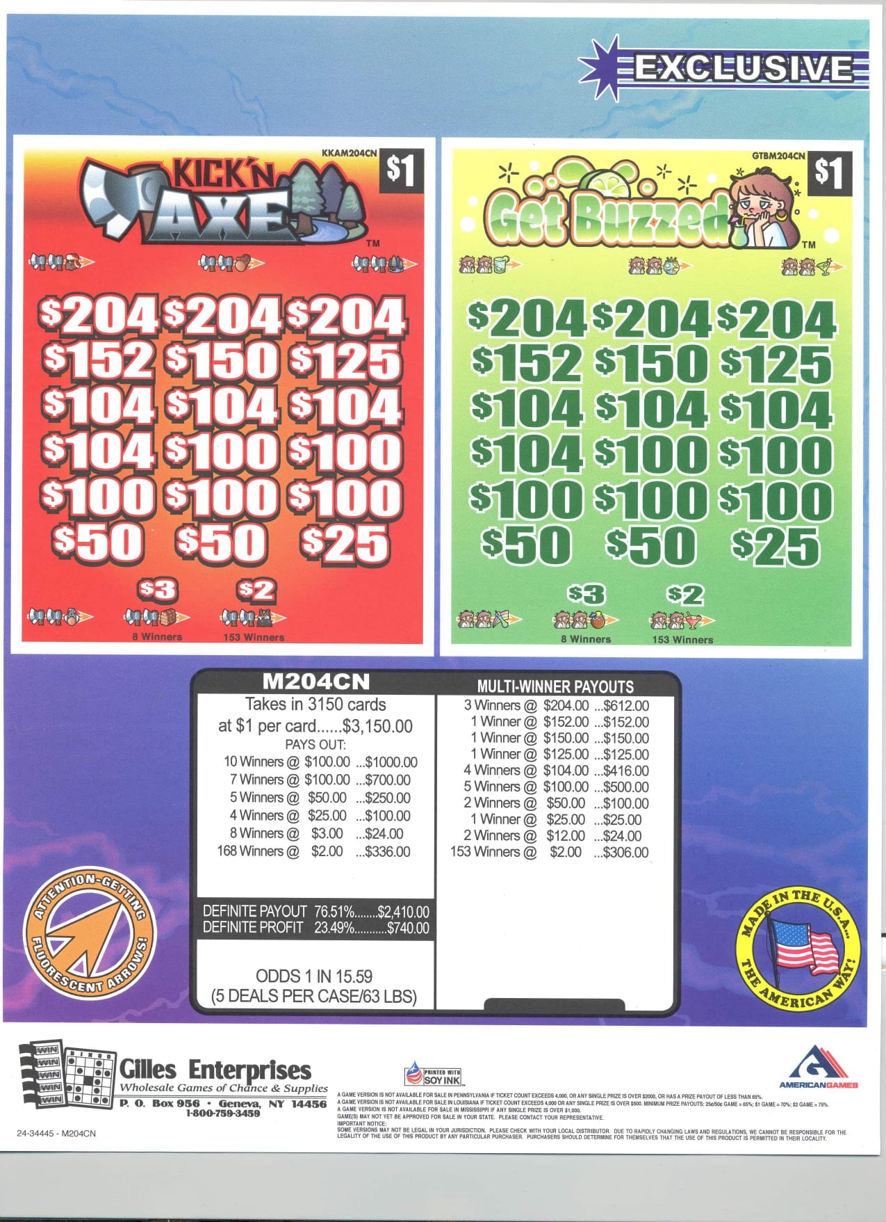 A poster of three different types of lottery tickets.