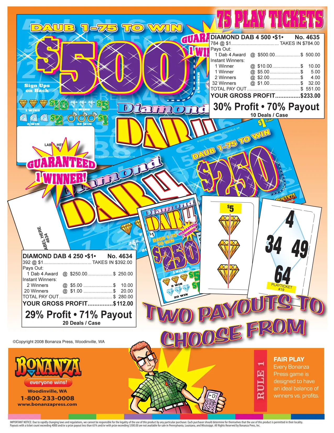 A newspaper ad for two payouts of $ 5 0 0.