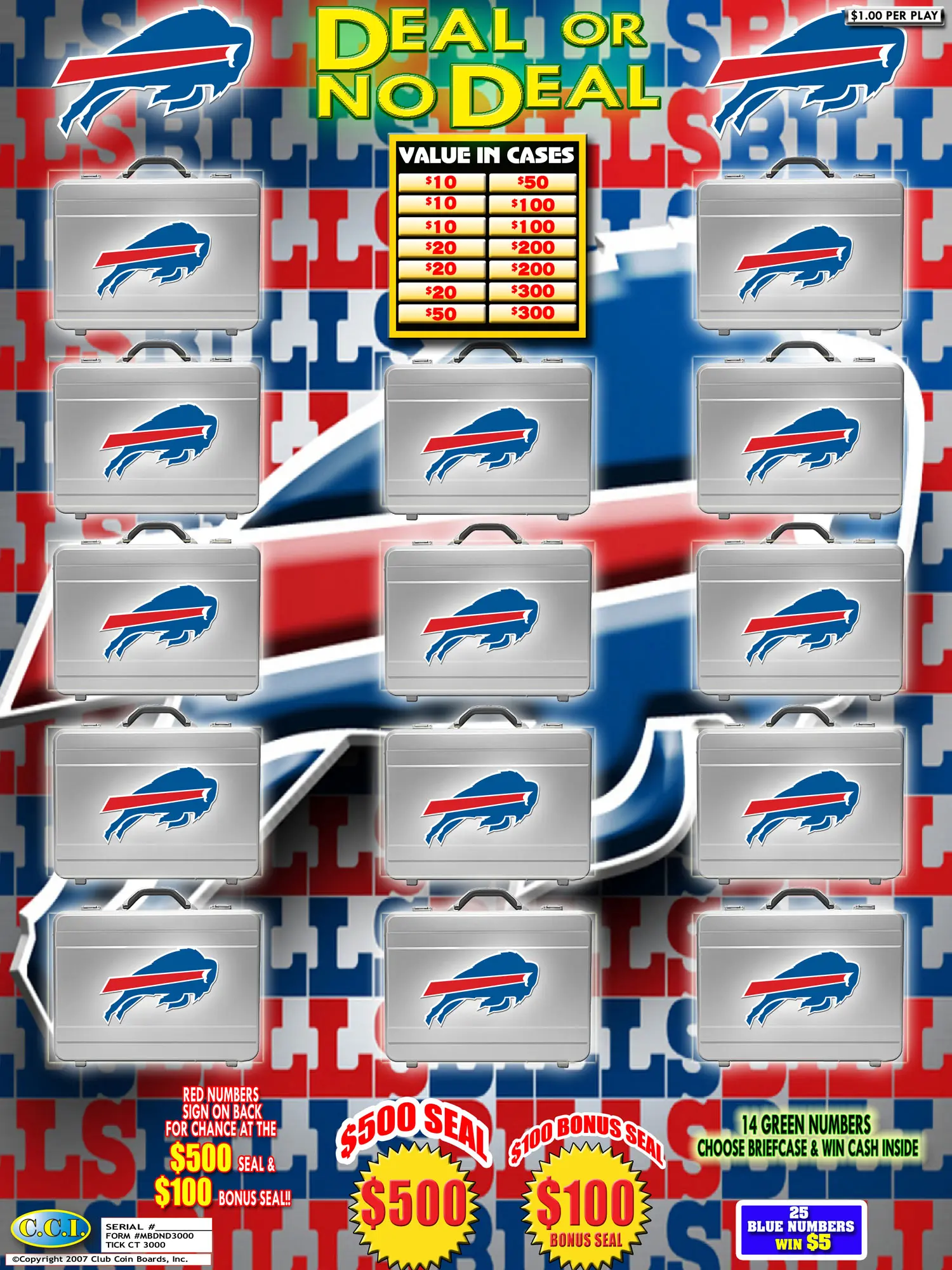 A picture of the buffalo bills logo on a board.