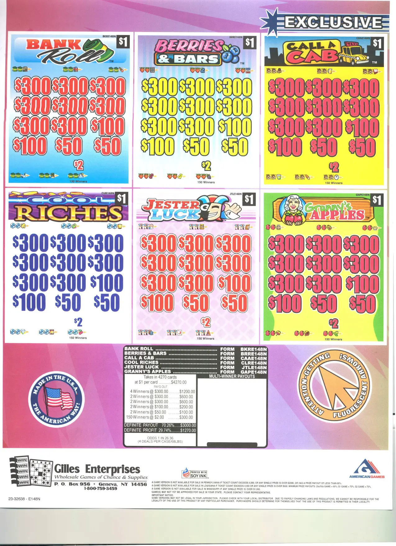 A series of different bingo cards with numbers.