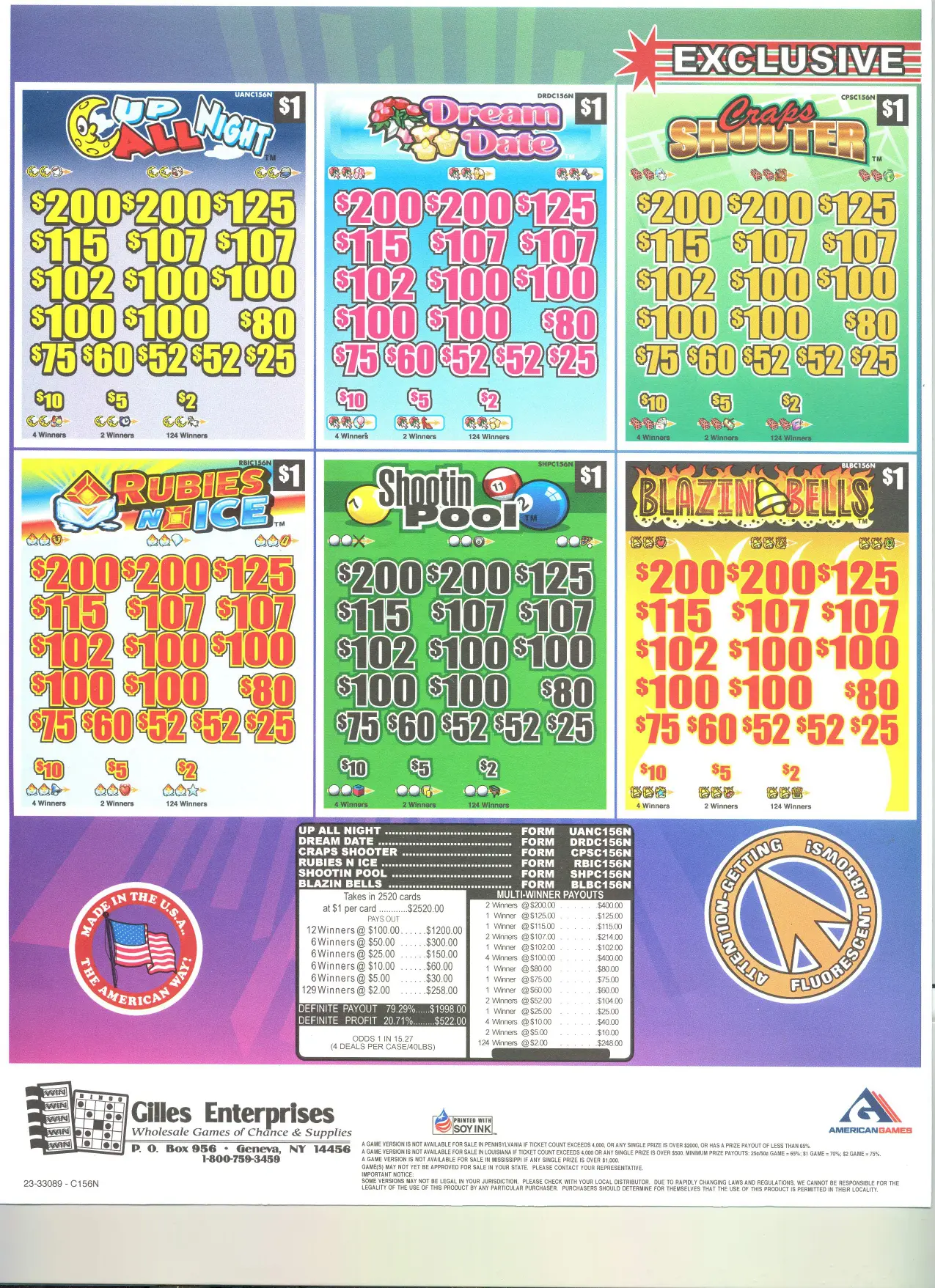 A series of nine different bingo cards with numbers.