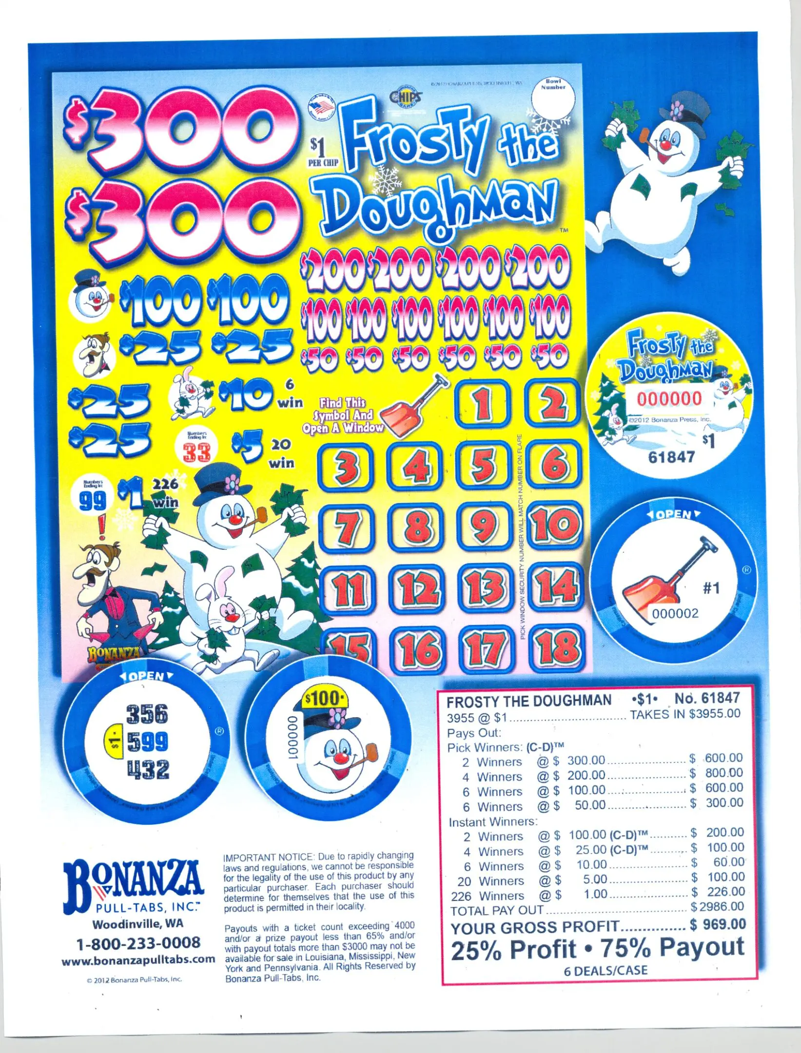 A poster of the menu for frosty the doughboy.