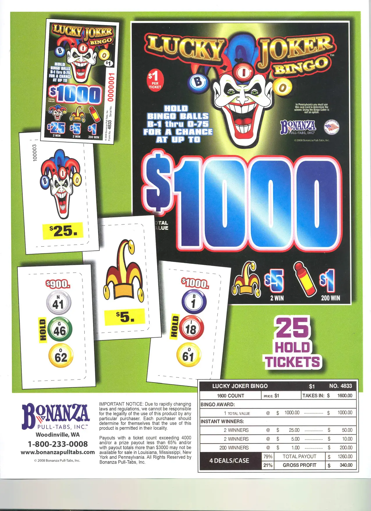 A poster of a clown with many different tickets.