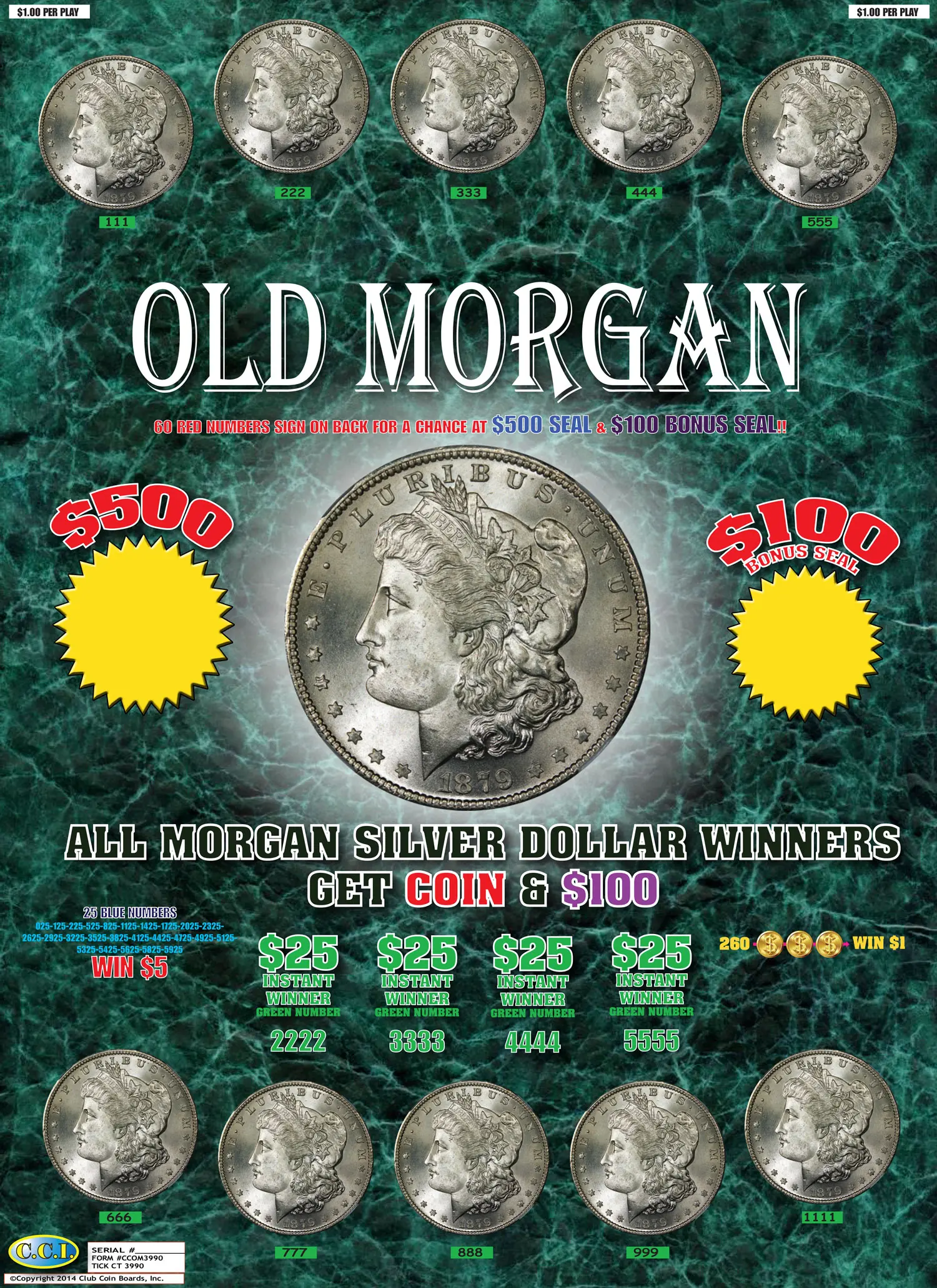 A coin is shown with the words " old morgan ".