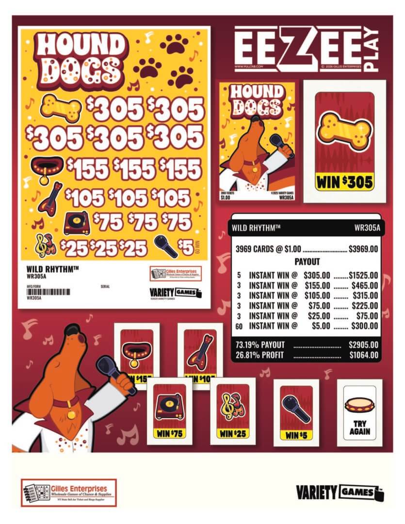 Game card featuring Hound Dogs theme.